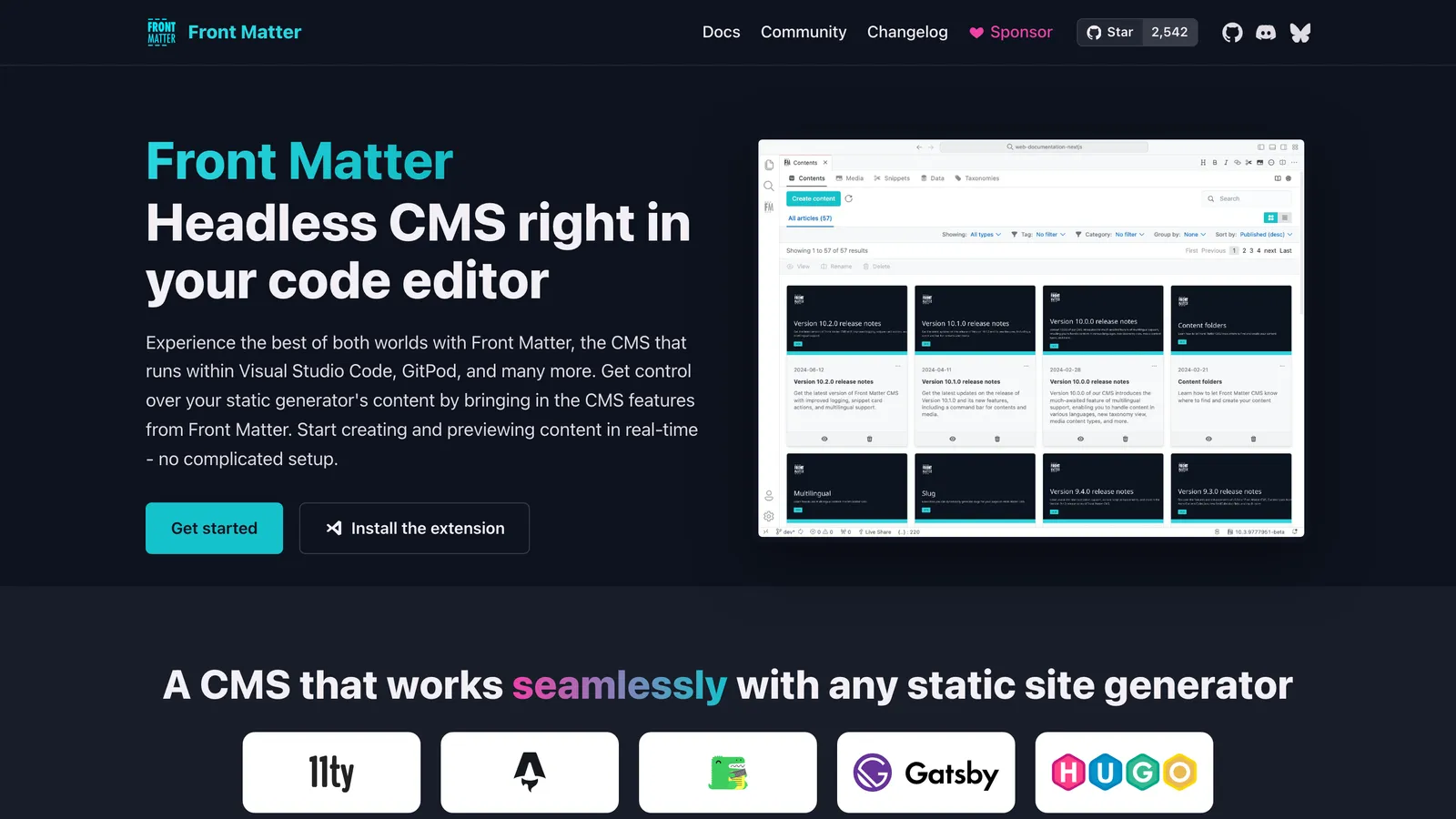 Front Matter CMS homepage