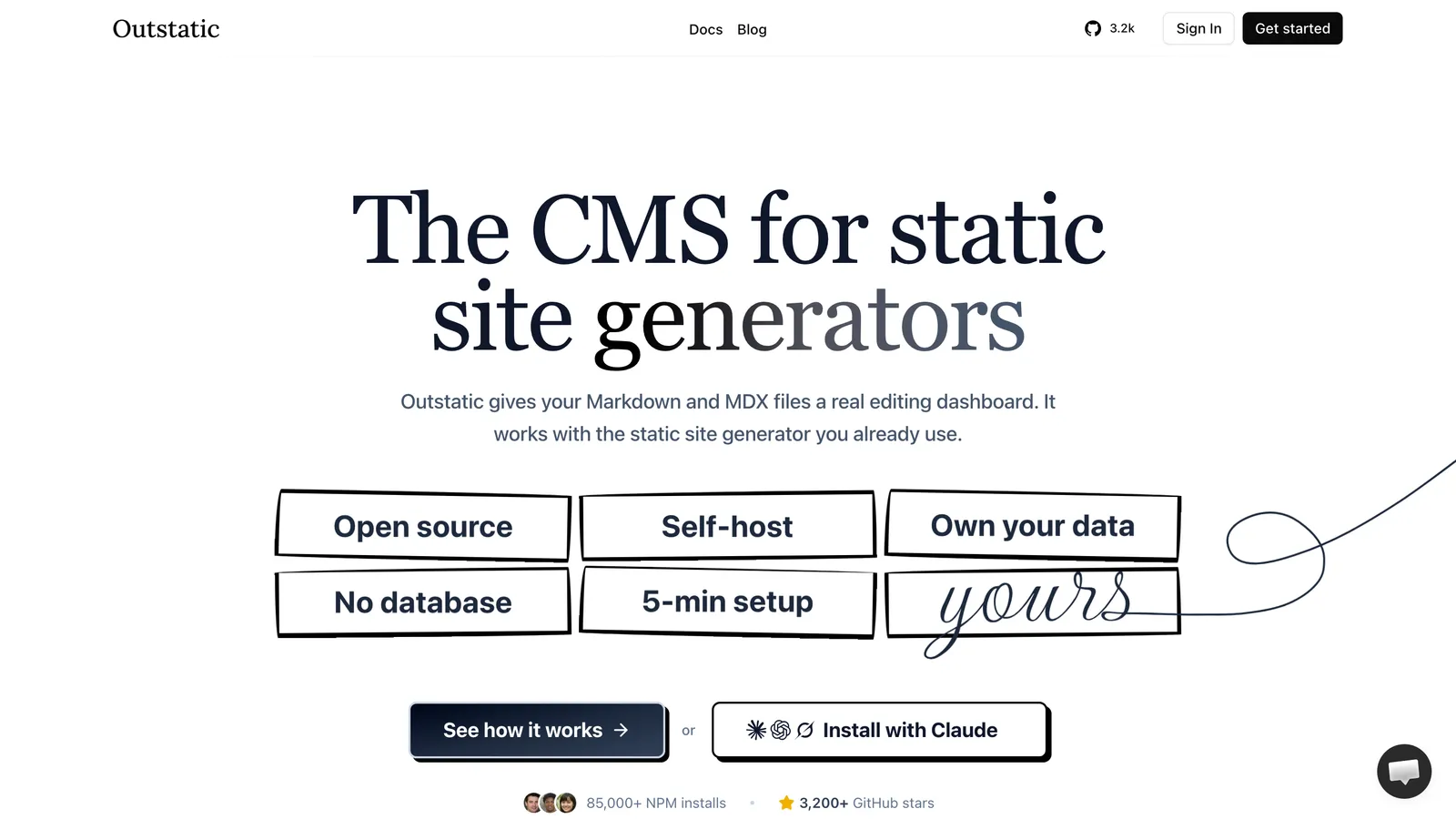 Outstatic homepage
