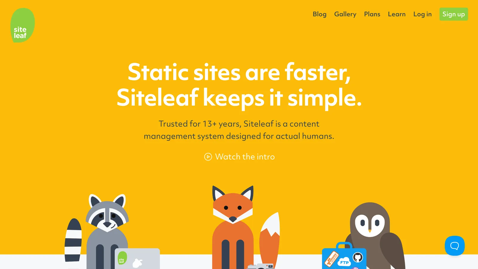 Siteleaf homepage