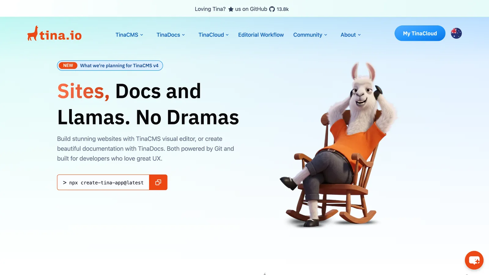 TinaCMS homepage